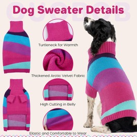 OUOBOB Dog Jumper for Large Size, Turtleneck Fall Christmas Pullover, Warm Extra Sweater, Pet Outfit Knitwear for Labrador, Golden Retriever, Doberman, Boxers 3XL