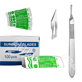 artlab-Pack of 100 Surgical Blades #10,Scalpel Blades for Surgical Knife Scalpel, High Carbon Steel Dermablade Surgical Blades. Individually Wrapped, Sterile +Free Handle (#10A PACK OF 100+HANDLE)
