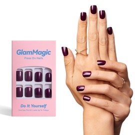 GLAMMAGIC Press on Nails square Cat Eyes Gel Glue on Nails, Glossy Short Stiletto Reusable Fake Nails Acrylic False Nails Manicure Kits for Women