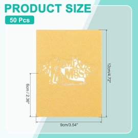 PATIKIL 50Pcs Wedding Place Cards, Laser Cut Wedding Table Place Card Folded Tent Card Name Cards for Table Setting Wedding Reception Buffet, Gold Tone