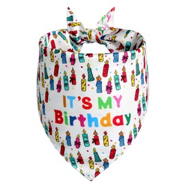 Agroon Dog Birthday Bandana Boy Girl Large 1PCS, 2 Patterns Durable Triangle Reversible Scarf Bibs Handkerchief for Puppy Pet
