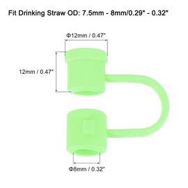 uxcell 24Pcs Straw Cover Cap, Green Silicone Straw Tips Cover Fits 7.5-8mm OD Drinking Straws, Reusable Dust-Proof Straw Tips