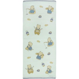 Hayashi FI208001 Face Towel, Approx. 13.4 x 31.5 inches (34 x 80 cm), Imabari Towel, Single-Sided Gauze, Warabe, Bear, and Rabbit, Blue