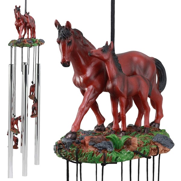 Ebros Gift Farm Countryside Wild Brown Mother Horse with Foal