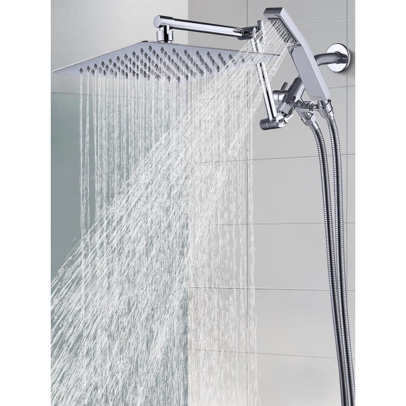 G-Promise All Metal 10 Inches Rainfall Shower Head with Handheld