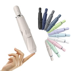 Mini Ultra-Lightweight Compact Portable Travel Folding Umbrella for Men Women Kids- UV Protection,Teflon Coating,Auto Open/Close, 6 Ribs, Sun Rain for Pocket, Handbag, Totes (Capsule-Shaped Handle)