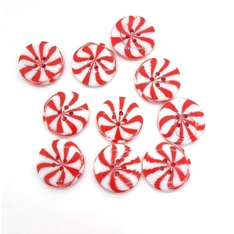 50 x Red White Resin Round Sewing Buttons