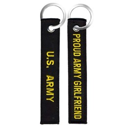 U.S. Army / Proud Army Girlfriend - Black Embroidered Key Chain Fob