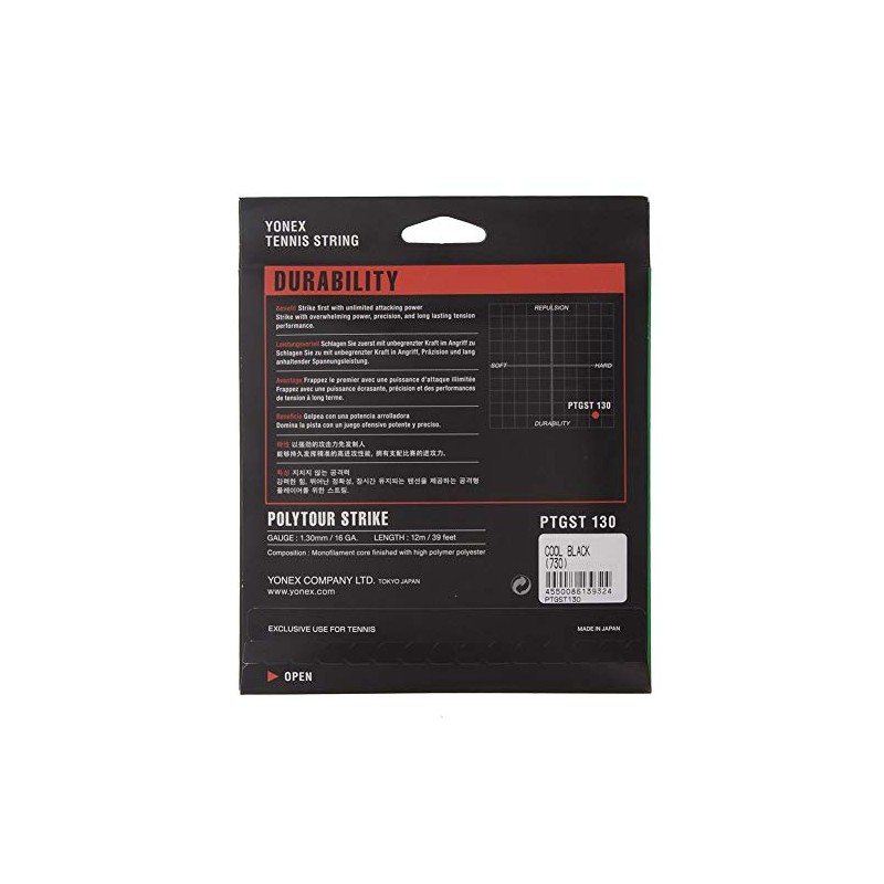 YONEX Poly Tour Strike 130 Black Tennis String (2 Sets)