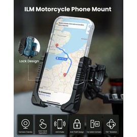 ILM Motorcycle Phone Mount Cellphone Adjustable Holder for Handlebars Bike Bicycle Scooter Moped Fit 5.4''-7.2'' Smartphones U-Type