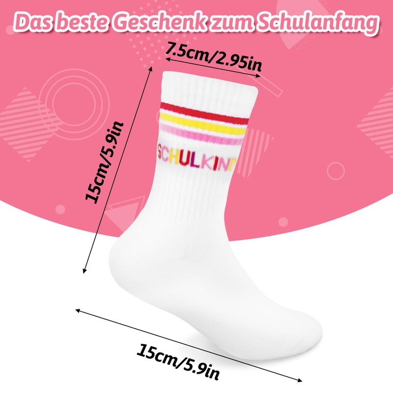 Orifinter Schulkind Cotton Socks 27-32 Children's Cotton Socks School Gift,