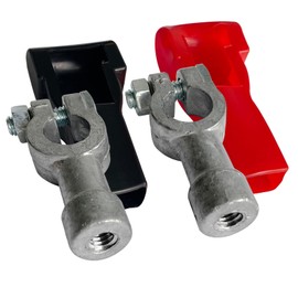 Ampper 3/8"-16 Thread Female Lead Top Post to Side Post Terminal Adapters, Standard Top Post to Standard 3/8" Side Post Terminals (+/-) W/Cover (1 Pair)