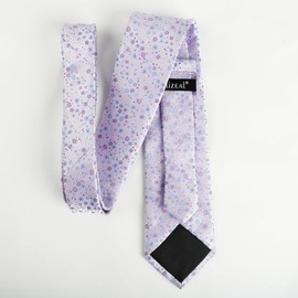 Alizeal Mens Floral Patterned Wedding Party Tie with Pocket Square 8cm Colorful Classic Business Tie Set, Lilac