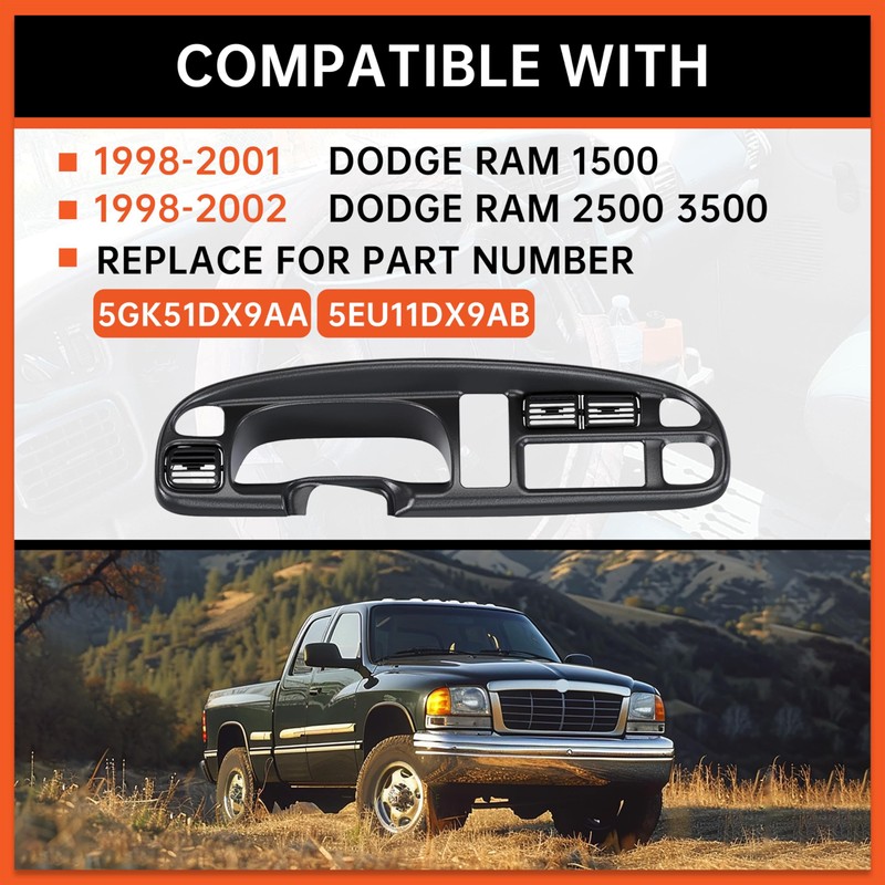 ECOTRIC Dash Board Cluster Bezel Cover Compatible with 1998-2002 Dodge