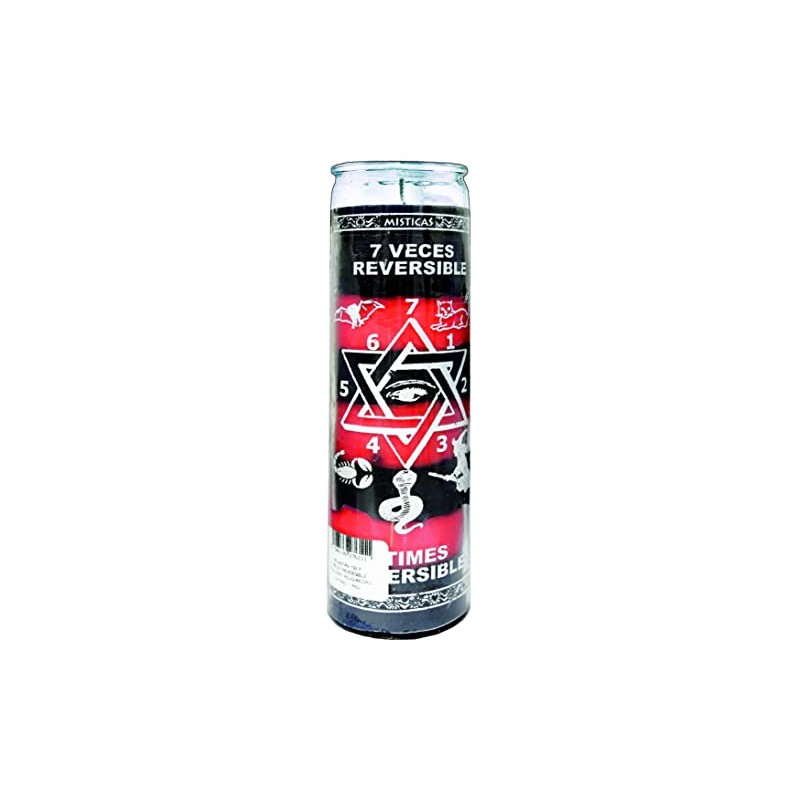 1 PC Candle VELADORA 7 Times Reversible Black/RED 7 VECES
