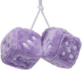 JSCARLIFE Fuzzy Plush Dice 2.95”, Retro Square Plush Hanging Mirror Fuzzy Dices for Car Interior Ornament Decoration (Purple)