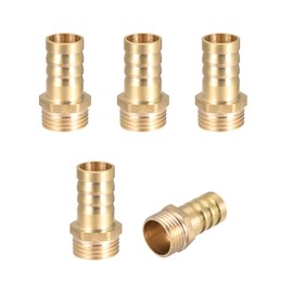 sourcing map Pack of 5 Brass Hose Connector Hose Connector Adapter Hose Adapter Hose Adapter 16 mm Barb x G1/2 Outer Tube