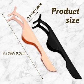 WLLHYF 2 Pieces False Eyelash Applicator Curved Eyelash Tweezers Stainless Steel Remover Clip Tweezers Professional Eyelash Extension Curler for Eyelash Brush Application Removal