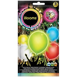 Illooms 5 Pack Light up LED Balloons - Design: Mixed Colours