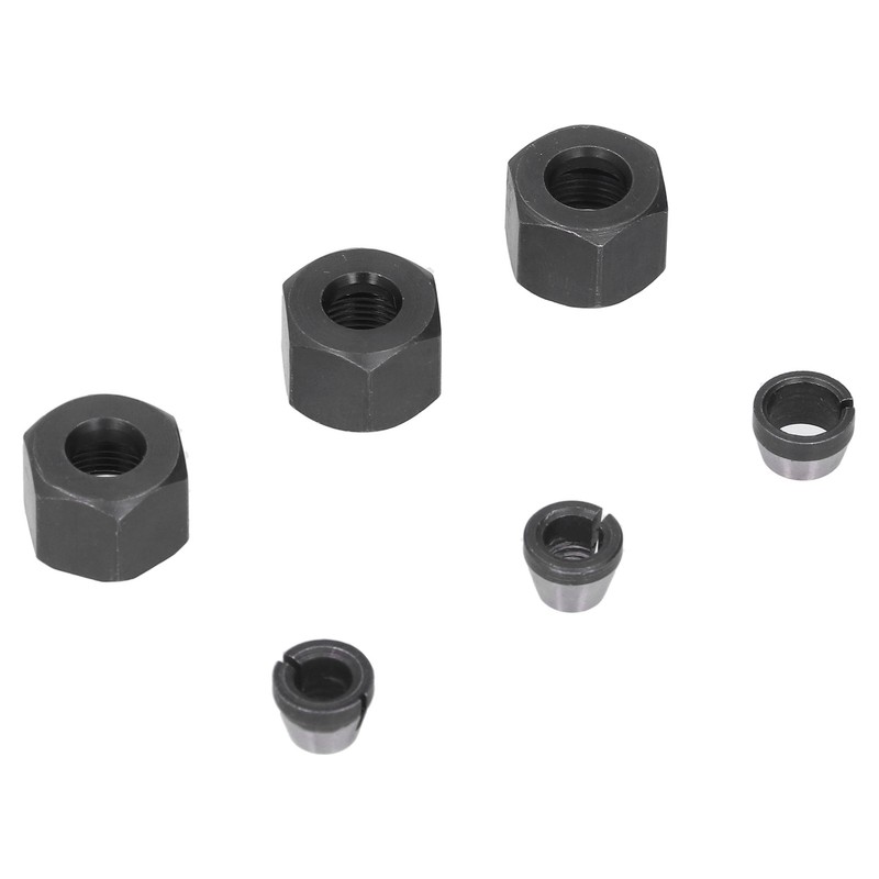 6Pcs Router Collet Adapter Carbon Steel 6mm 6.35mm 8mm Set
