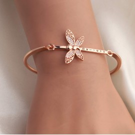 BEKECH Semicolon Butterfly Bangle Bracelet Mental Health Suicide Awareness Depression Semi Colon Jewelry for Fighter Warrior