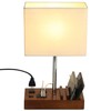 Briever USB Table Lamp, Multi-Functional Bedside Desk Lamp with 2