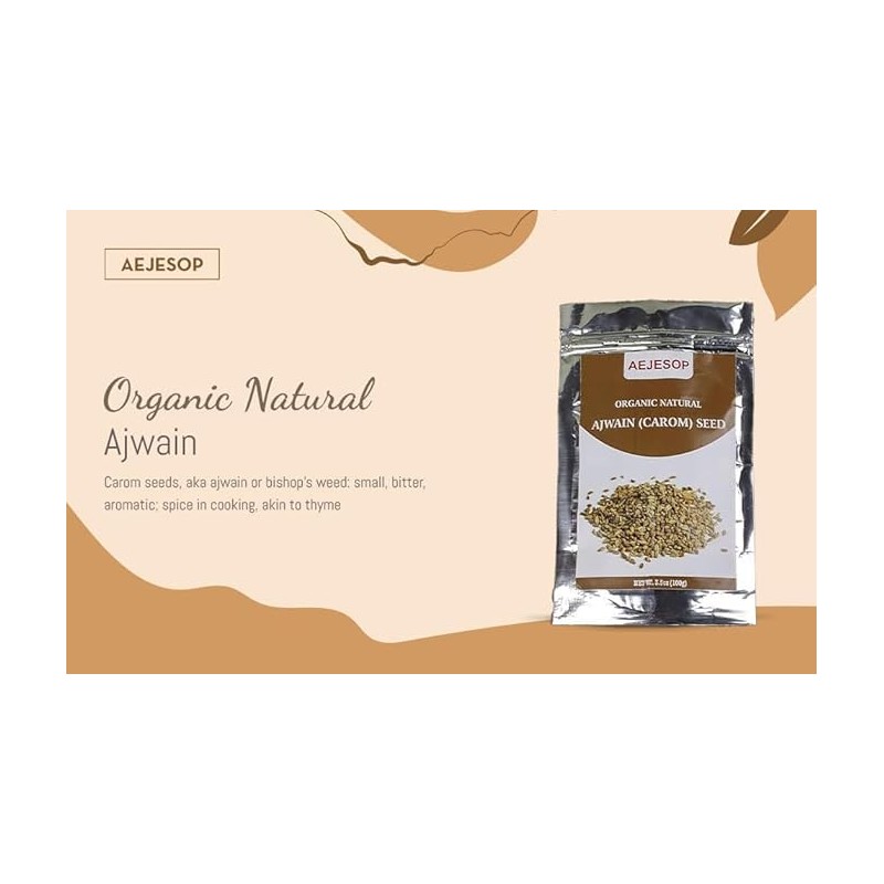 AEJESOP Organic Carom Seeds, Ajowan,Kitchen Spices, 3.5oz (100g)