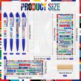 48 Sets International World Flag Ballpoint Pens Country Flags Cards Bags Back to School Gifts for Students School Office Supplies Multicultural Decorations for International Sports Party Favors