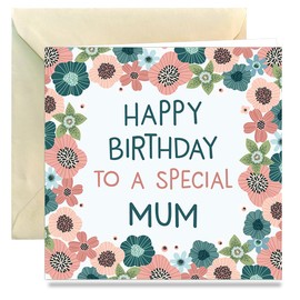 Papa Prints® To the Loveliest Mum Happy Birthday Floral Birthday Card for Mum (150x145 mm) Birthday Cards for Mum with Cream Envelope (151x155 mm) Mummy Birthday Card Mother Birthday Card