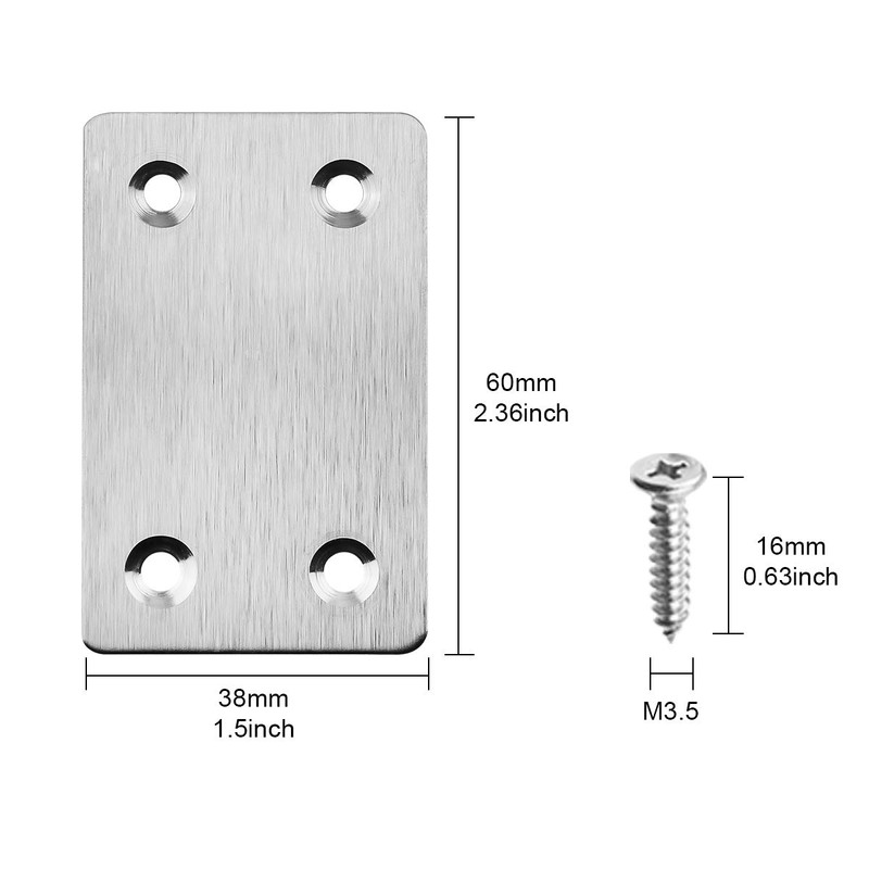 TOPPROS Pack of 20 Flat Metal Straight Brace Bracket 0.06inch