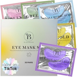 BLOOMORA Variety Under Eye Patches (30 Pairs) | Eye Mask with Niacinamide & Hyaluronic Acid | Under Eye Patches for Dark Circles & Puffiness | Eye Masks for Eye Care