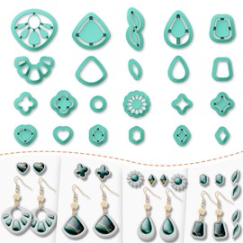 ACRNIGHEET Polymer Clay Cutters - 22 Shapes Gemstone Earrings, Gemstone Polymer Clay Cutters for Jewelry, Earring Making Kit with Storage Box