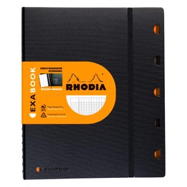 RHODIA 132151C - Exabook Black A4+ Refillable Organizer Notebook | Large Seyès Tiles | 160 Detachable Perf. 4 Holes Clairefontaine Paper 90g - Polypro Cover (Plastic) - Rhodiactive