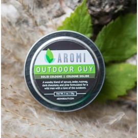 Aromi Solid Cologne | Woodsy, Earthy Men's Fragrance, Pine, Spruce, and Cedar Scent, Vegan, Cruelty-free, Travel, Men's Gift, Alcohol-Free (Outdoor Guy)