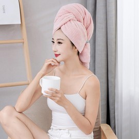 XAIODRAGONSKY Large Microfiber Hair Towel Wrap for Women 2PC, Soft Hair Drying Towel with Elastic Band Fast Drying Hair Turbans