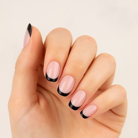 Boozyshop Press On French Nails Black / Pink
