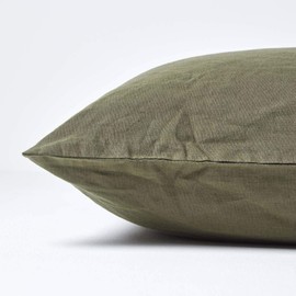 Homescapes Linen Cushion Cover, Olive Green, 40 x 80 cm, Half Linen Cushion Cover Zip, 60% Linen & 40% Cotton