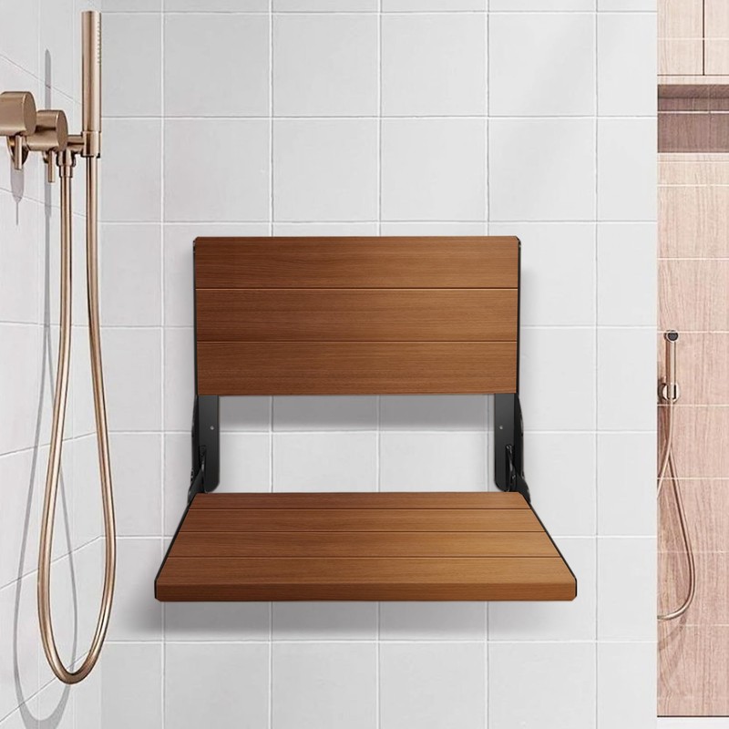 Folding Shower Seat 20'', Large Teak Shower Seat, Folding Shower