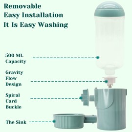 Hamiledyi Rabbit Water Bottle 17oz Bunny Hanging Automatic Water Dispenser Chinchillas Feeder Water Bowl Small Animal No Drip Plastic Water Dispenser for Guinea Pigs Chinchillas Hedgehogs Ferrets 2Pcs