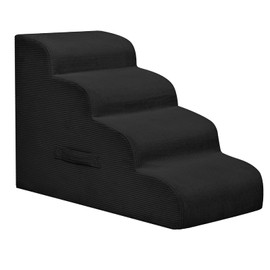 Mesa Lemon Dog Steps for Small Dogs, 4-Step Pet Ramp Stairs for High Beds and Sofa, Non-Slip Pet Stairs for Small Dogs and Cats, Removable and Easy to Clean Cover, Black