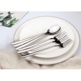 YFWOOD Mixed Cutlery Set, Dinner Spoons x 2 and Dinner Forks x 2, Stainless Steel Soup Spoons and Salad Dessert Forks, 8.1 inches, 4 Pcs