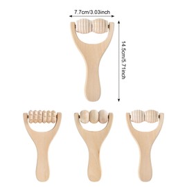 Pack of 3 Wooden Hand Massage Roller, Wooden Foot Massage Roller, Muscle Massage Tools, Hand Hero Massage Tool, Muscle Roller for Back, Legs, Body, Neck, Face Arm, 15 x 8 cm