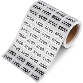 Dzxin Number Stickers,0001 to 2000 Consecutive Number Label Stickers Waterproof Inventory Number Stickers for Inventory Storage Classification (0.39 x 0.78Inch)