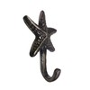 Nautical Tropical Polished Iron Starfish Wall Hook, Set of 4