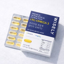 Fishy odor-free Omega 3 purity 80% high-content soft capsule purified fish oil Supercritical RTG 2-month supply (60 capsules) / 비린내없는 오메가3 순도80% 고함량 연질캡슐 정제어유 초임계알티지 2개월분(60캡슐)