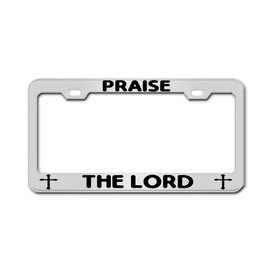 General Tag Praise The Lord Chrome Shiny License Plate Frame Novelty