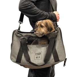 K9 Sport Sack Karry-On | Dog Carrier for Small and Medium Pets | Airline Approved Pet Carrier | Fully Ventilated | TSA and Veterinarian Approved (18" L x 10" W x 9" H, Grey)