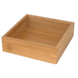 Cocktail Napkin Holder for Folded Napkin Size 5" x 5" - Bar & Beverage Napkin Holder in Natural Bamboo - Multi Use Square Organizer Box