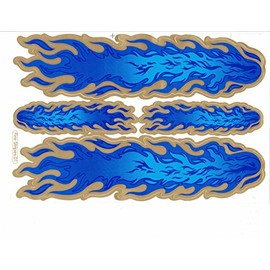 Flames Flame Fire Blue Color Decal Sticker Tuning Racing Sheet Size: 27 x 18 cm for Car or Motorbike