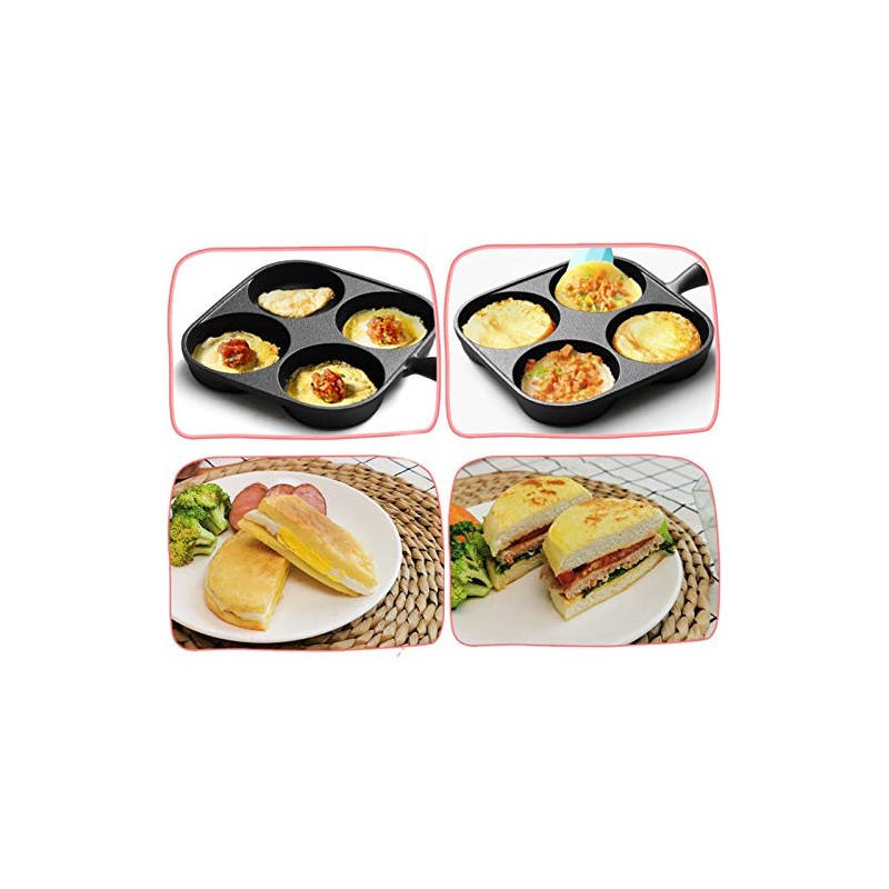 XJAXY Cast Iron Non-Stick Omelette Pan, Electric Stovetop Compatible, 4-Cup